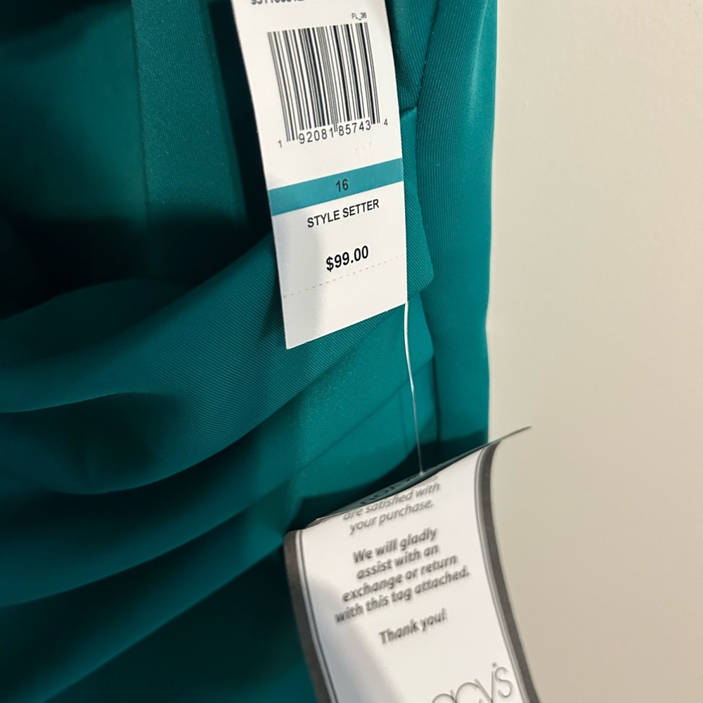 MSK One Shoulder Teal Dress with Ruffle Detail - Picture 2 of 5